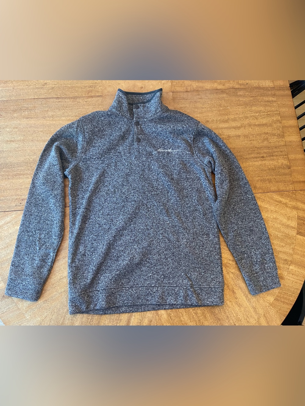 Eddie Bauer Men's M Gray Quarter button up Sweater